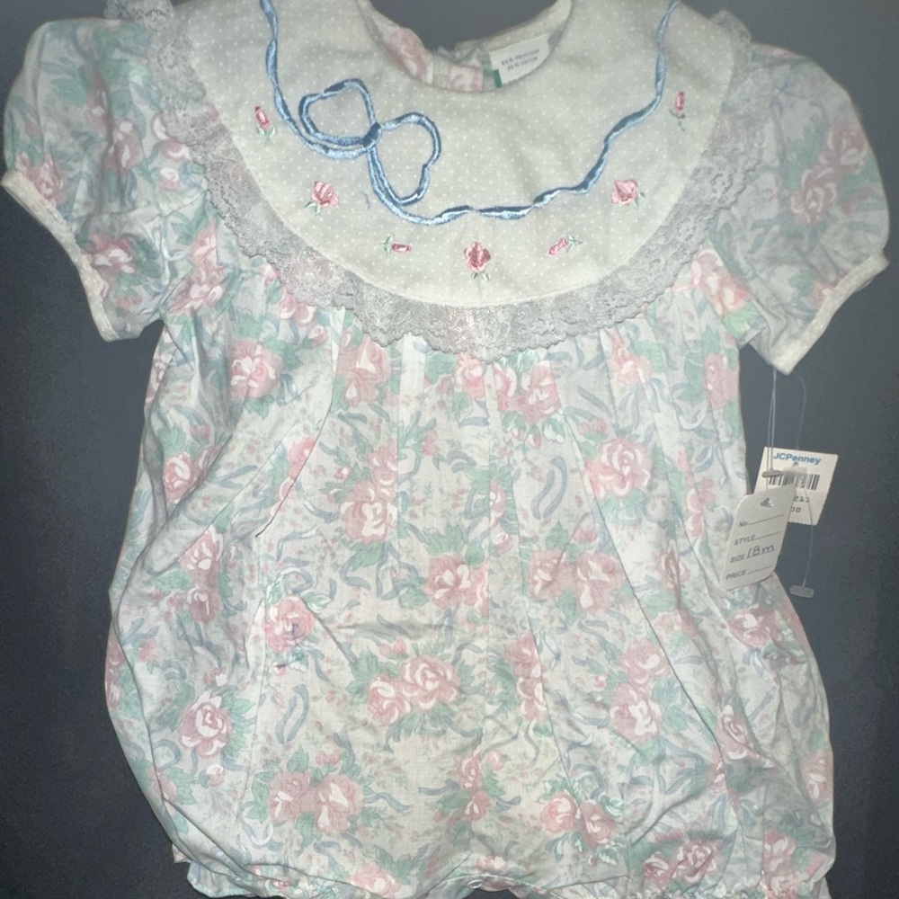 Floral Baby Romper with Embroidered Details